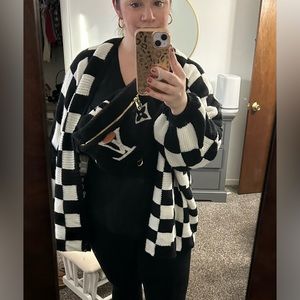 Oversized boutique checked cardigan